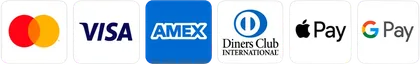 Accepted payments: Mastercard, Visa, American Express, Diners Club, Apple Pay, Google Pay